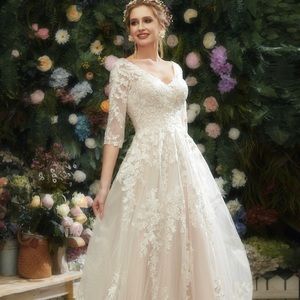 JJ’s House A-Line 3/4 Sleeve Wedding Dress